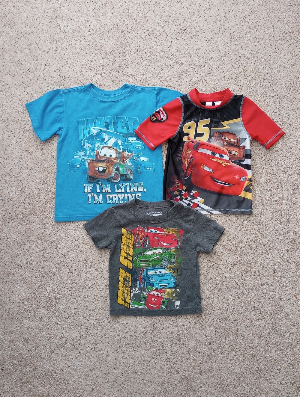 Disney Pixar Cars Lightning McQueen Mater 3 Shirts